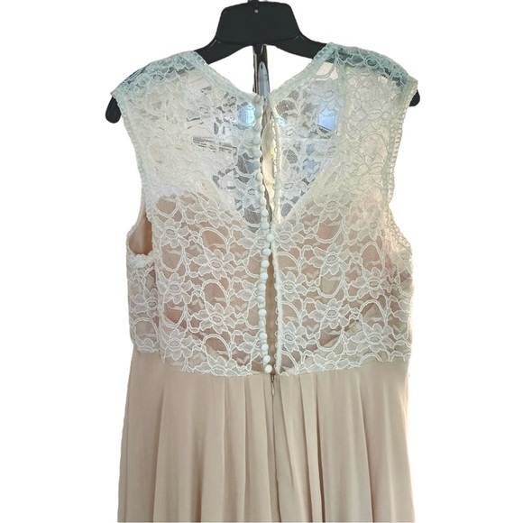 Morilee By Madeline Gardner Evening Gown Formal Lace Chiffon Beige Dress 20 - Picture 7 of 8